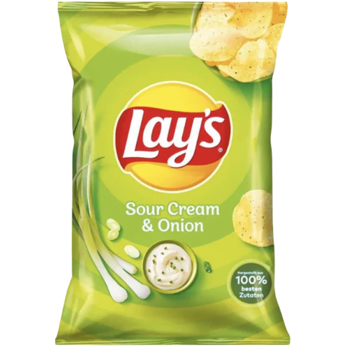 Lays Sour Cream & Onion Crisps 150g (Box Of 9)