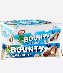 Bounty Crispy Wafer Rolls 22.5g (12 Pack) Best Before 04/2025